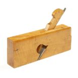 A fine and rare named boxwood skew mouth rebate plane by VARVILL York 9" x 1 1/2" F