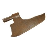 A European goosewing axe with makers mark and 18" edge,