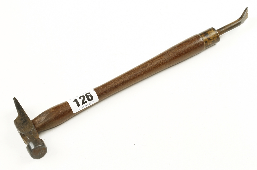 A carpet layers hammer with rosewood handle & tack lifter in the end G+