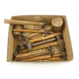 A farriers hammer and 12 other hammers G