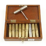 Nine brass or plated tool handles all with tools G+