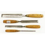 Four bevel edge chisels by SORBY G+