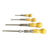 A graduated set of four little used screwdrivers by MARPLES with boxwood handles N