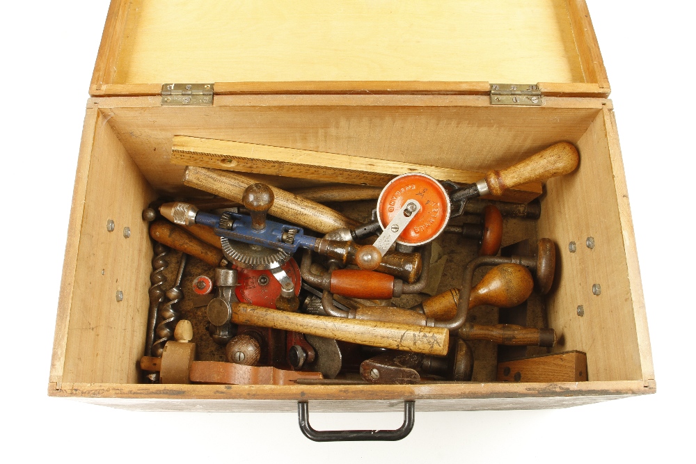 A pine chest with a few tools G