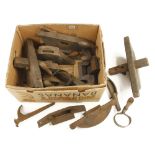 A quantity of coopers tools inc side axe, croze, shaves, calipers,