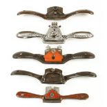 Five spokeshave's including a decorative one by PRESTON G