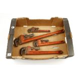 A graduated set of RIGID wrenches 10" to 4" G+