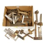 A quantity of joiners and engineers squares and bevels,
