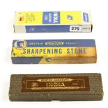 Three oil stones by NORTON in orig boxes N