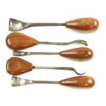 A set of five carving tools with boxwood handles G+