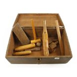 Ten plumbers tools in wood box G