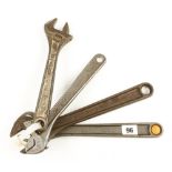 Four adjustable wrenches by BAHCO G+