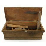 A joiners pine chest with tools G-