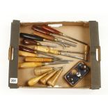 Six carving tools by HOWARTH four other carving tools, router,