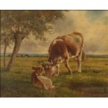 After Thomas Sidney COOPER (1803-1902) Cow and Calf Oil on board Bears signature 17.