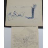 Sven BERLIN (1911-1999) Two sketches Each initialled and dated, '39 and '45.