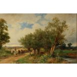David BATES (1840/41-1921) Between Tewkesbury and Ashchurch Oil on board Signed and dated