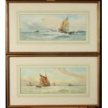 William STEWART (1823-1906) Shipping A pair of watercolours Each signed 15 x 37.