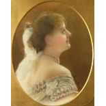 Helen ROUND Portrait of a Bride Watercolour Signed 21 x 16cm (oval)