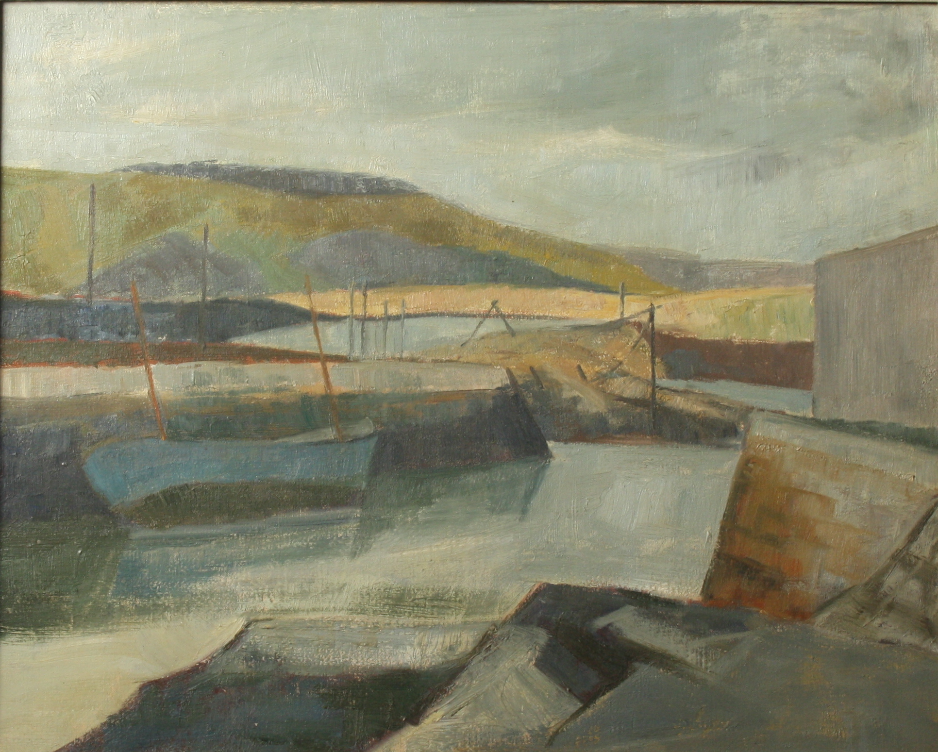 June MILES (1924) Hayle Oil on canvas Signed and inscribed to the back 40 x 50cm