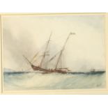 John Christian SCHETKY (1778-1874) At Anchor in a Heavy Swell Watercolour Signed 16 x 21.