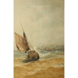 Henri TEBBITT (1852-1926) Coastal Scene Watercolour Signed 75 x 49cm