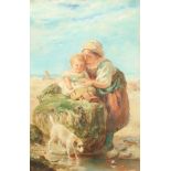 Frederick Charles UNDERHILL (1832-1896) Fisherfolk Oil on panel Signed 29 x 19cm