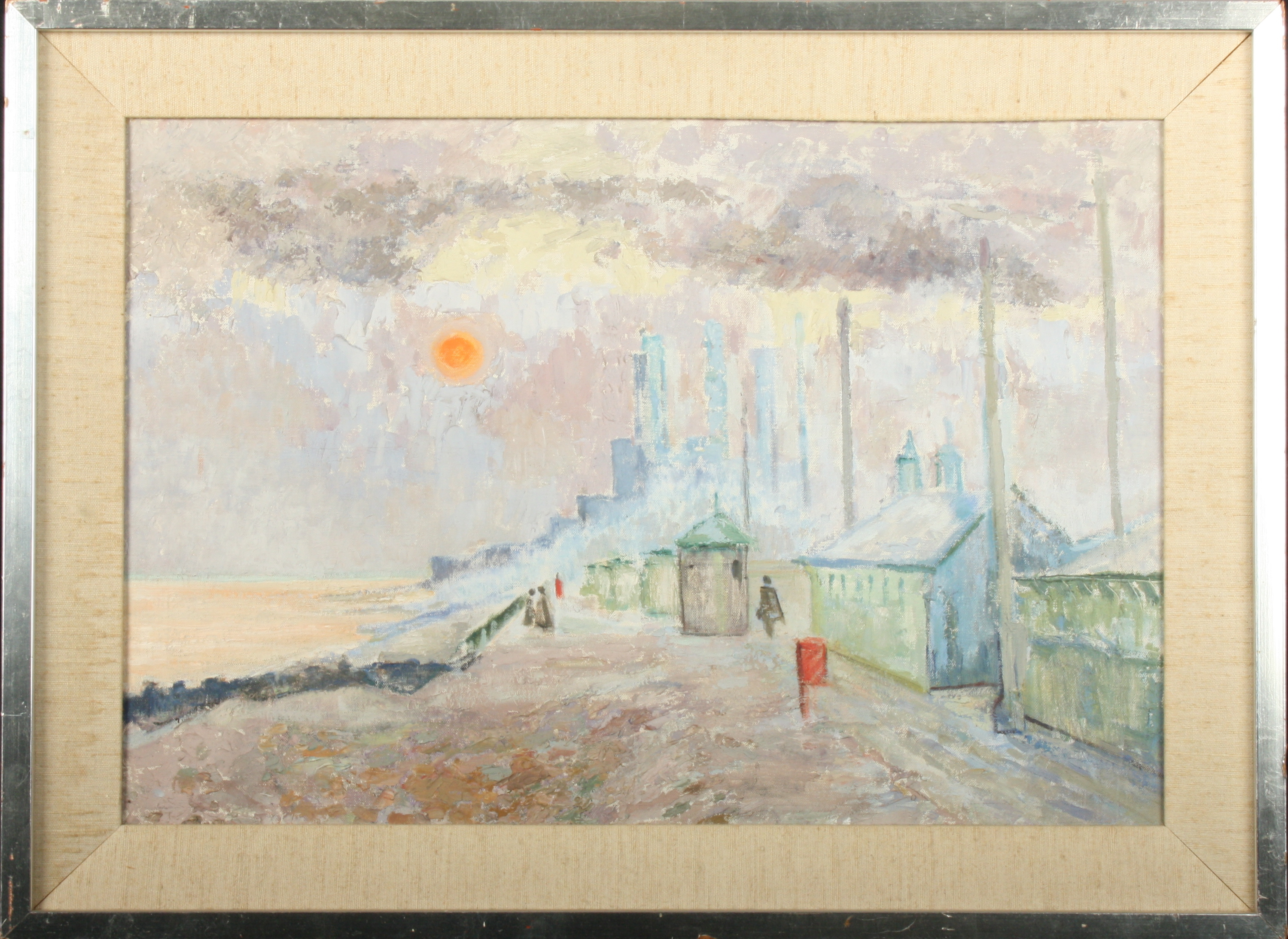 Barbara MORRISON Sunset Over Hove Oil on canvas Signed and dated 1956 to the back 33 x 49cm - Image 2 of 3
