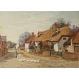 Richard WANE (1852-1904) Driving Geese Watercolour Signed and dated 1880 36 x 50cm