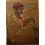 Continental School Pensive Fisherman Pastel Indistinctly signed and inscribed 68 x 49cm