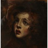 Manner of REMBRANDT Head of a Boy Oil on card 22 x 22cm