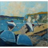 French Sailors Oil on board Initialled RGH 32 x 34.