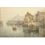 Herbert E BUTLER (1861-1931) Polperro Harbour Watercolour Signed 17.