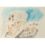 Daphne MCCLURE (1930) Interior with a figure Watercolour Signed 28 x 38cm