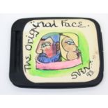 Sven BERLIN (1911-1999) The Original Face Painted compact mirror with a monogrammed painting to the