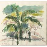 Daphne MCCLURE (1930) Palms Watercolour Signed 34 x 37cm