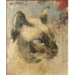Charles Rebel STANTON (1890-1954) Burmese Cat Oil on board Signed 16 x 14cm
