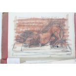 Sven BERLIN (1911-1999) The St Austell Lion Nine sketches Inscribed with construction notes and