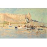 John NEALE Fishing Boats and Castle Walls,