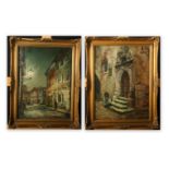 W FRANKEN Continental Street Scenes A pair of oils on canvas Each signed 39 x 28cm
