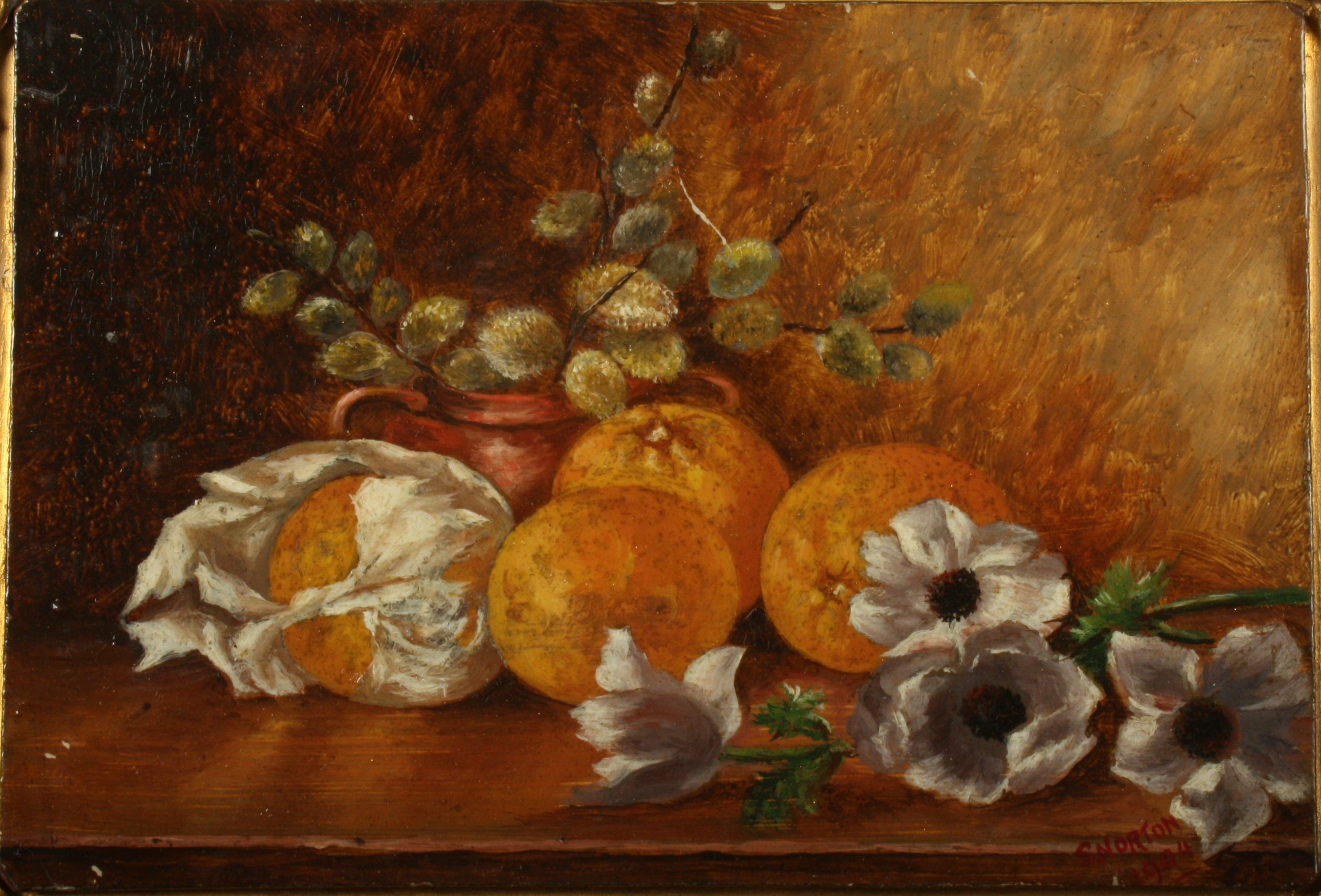 Samuel NORTON Fruit A pair of still lifes Oil on panel Signed and dated 1904 10.5 x 15. - Image 2 of 5