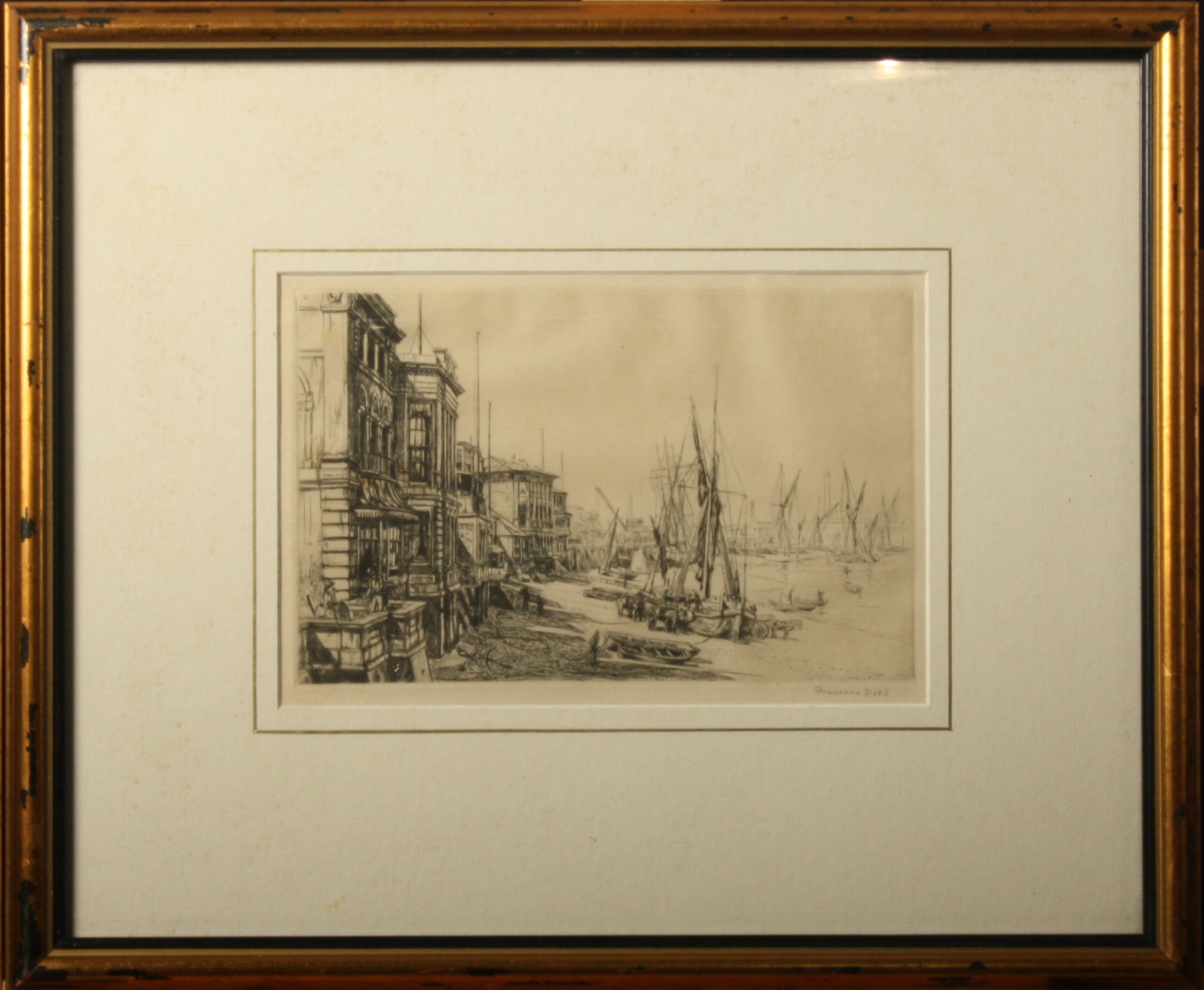 Francis H. DODD (1874-1949) Villas on the Thames Etching Signed Plate size 13. - Image 2 of 5