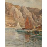 Arthur NETHERWOOD (1864-1930) Waterside Boats Watercolour Signed 45 x 35cm