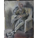 Victorine BUTTBERG (1904-?) A Seated Gentleman Oil on canvas Gallery label to the back 67 x 52cm