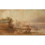 William COOK OF PLYMOUTH (1870-1890) Coastal Scene Watercolour Monogrammed ad dated '81 25 x 42cm
