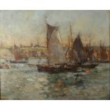 Bernard Finegan GRIBBLE (1873-1962) Fishing Fleet at Anchor Oil on canvas Signed 51 x 61cm