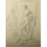 20th century English School Life Drawing Pencil 43 x 32cm Together with an erotic drawing