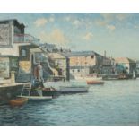 Donald GREIG (1916-2009) Waterside, Salcombe Oil on canvas Signed 48.