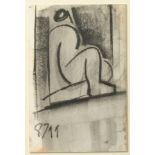 Mary STORK (1938-2007) Crouching figured Grisaille Signed at dated '99 20.5 x 13.