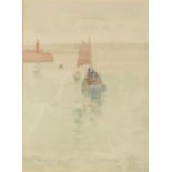 Samuel John Lamorna BIRCH (1869-1955) Leaving St Ives Harbour Watercolour Signed Inscribed 'St